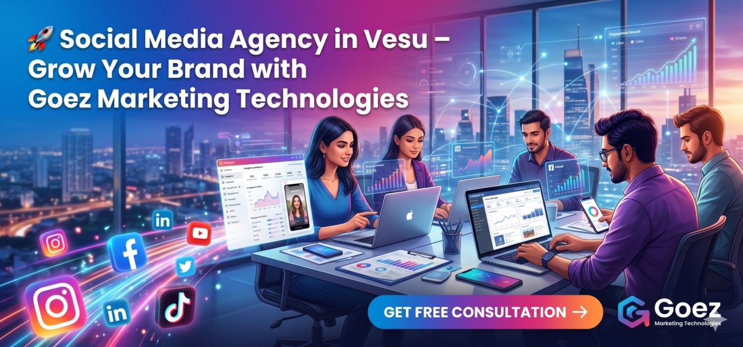 Social Media agency in Vesu, social media marketing service in Vesu, social media agency near Vesu